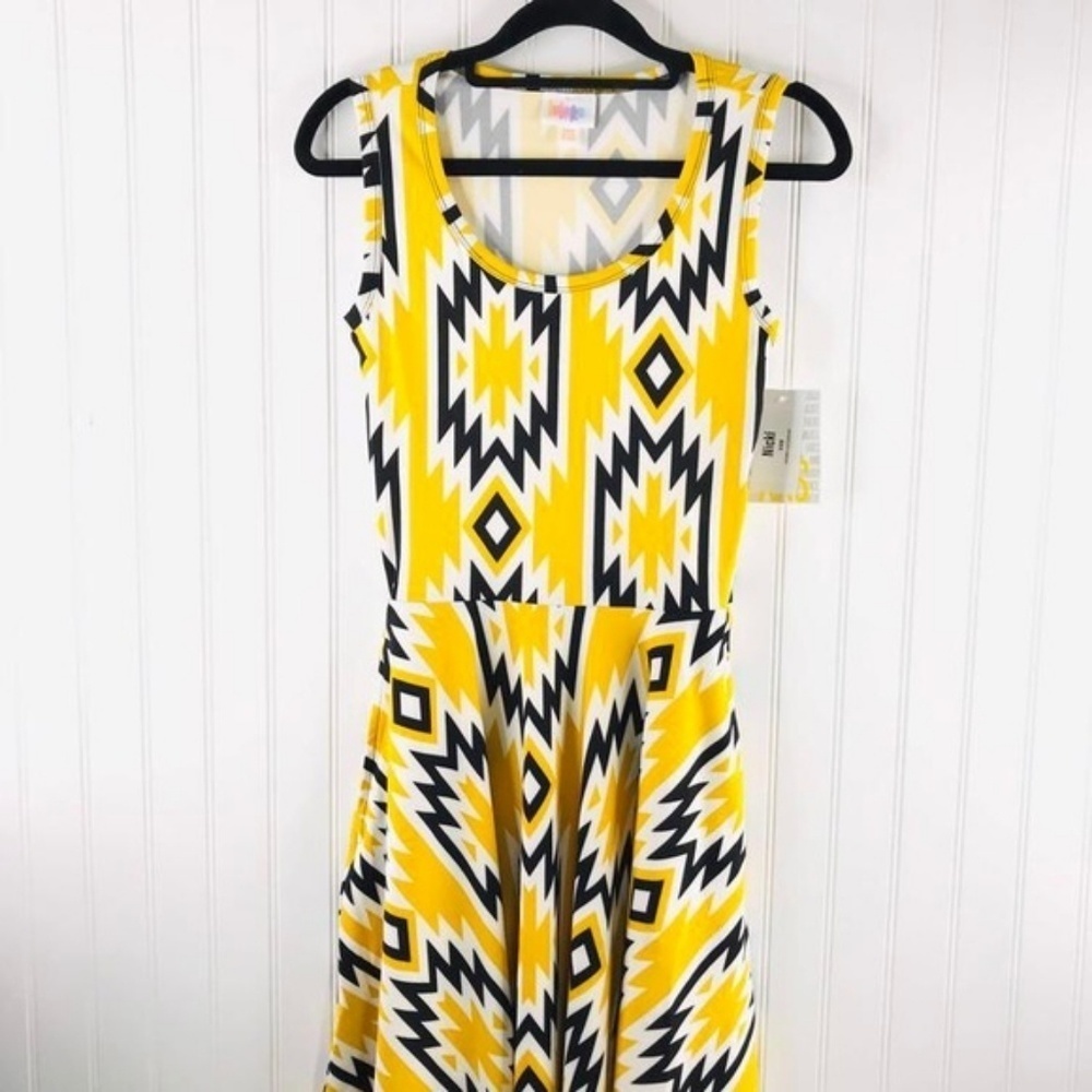 Lularoe Nicki Aztec Dress Black Yellow NEW